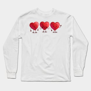 Little Lovey Happy Red Valentines Day Hearts Long Sleeve T-Shirt